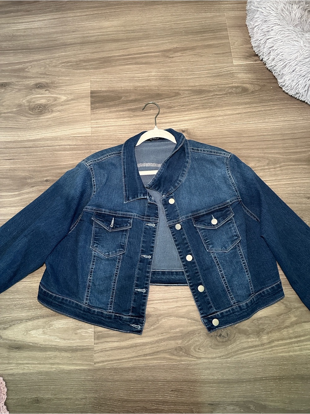 Women’s Dark Blue Denim Jacket with Button Front